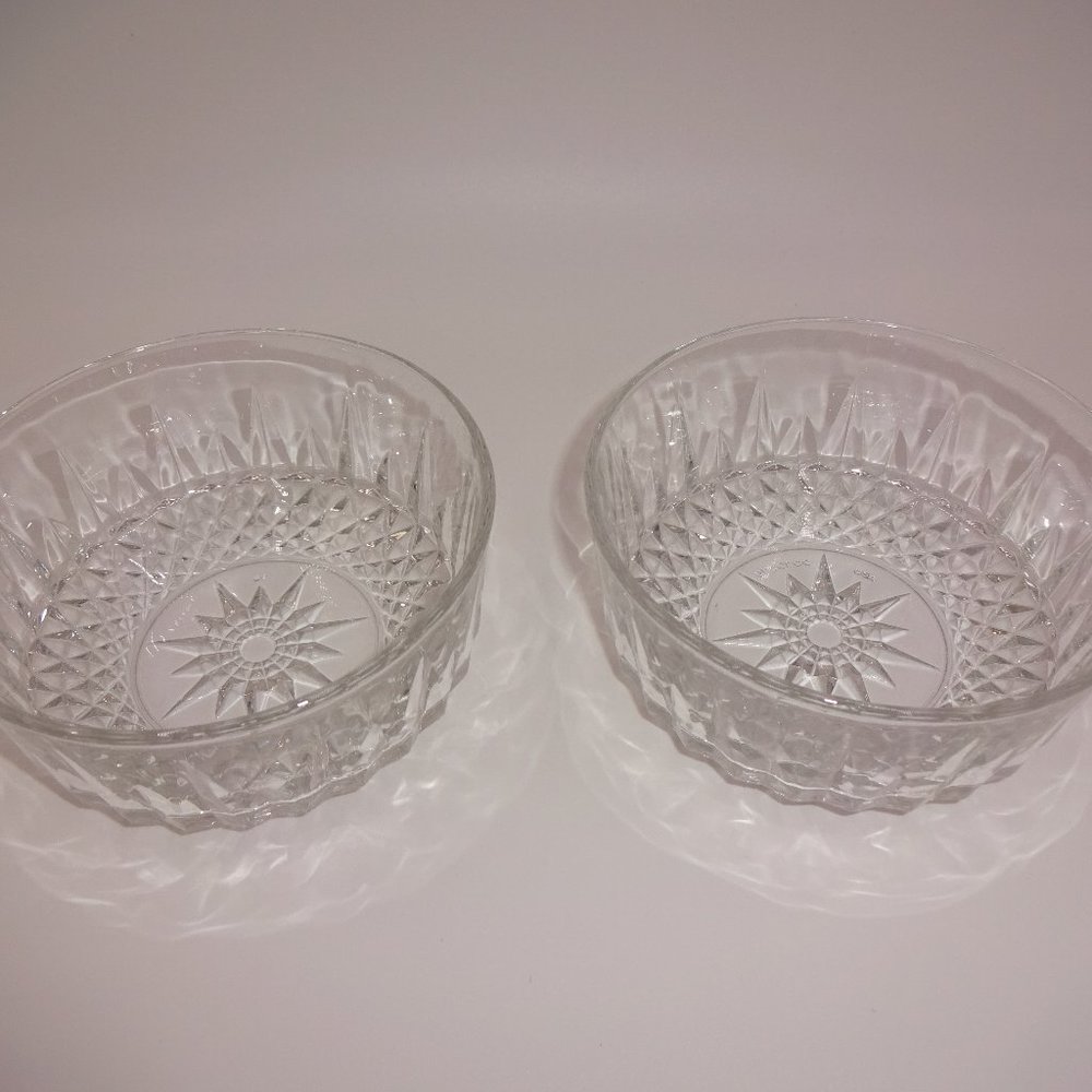 Set 2 Vintage Clear Arcoroc Diamant Salad Fruit Bowls 5" Diamond Starburst USA